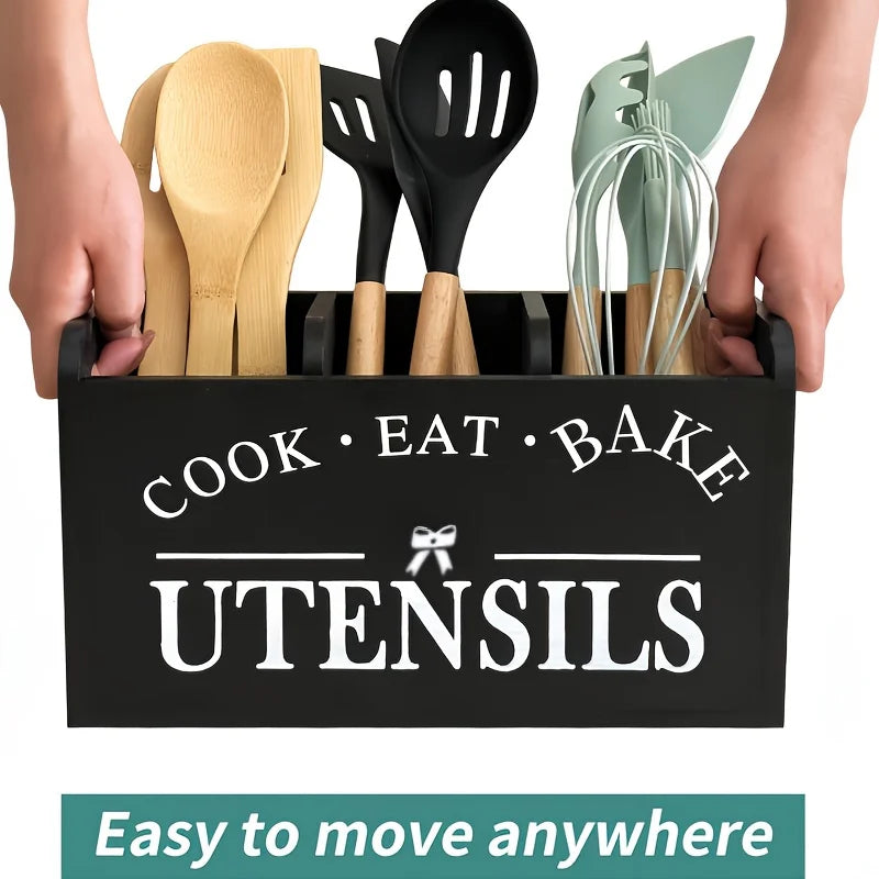 Hign-concerned Wooden 5-Piece Cutlery Rack Box For Kitchen Storage