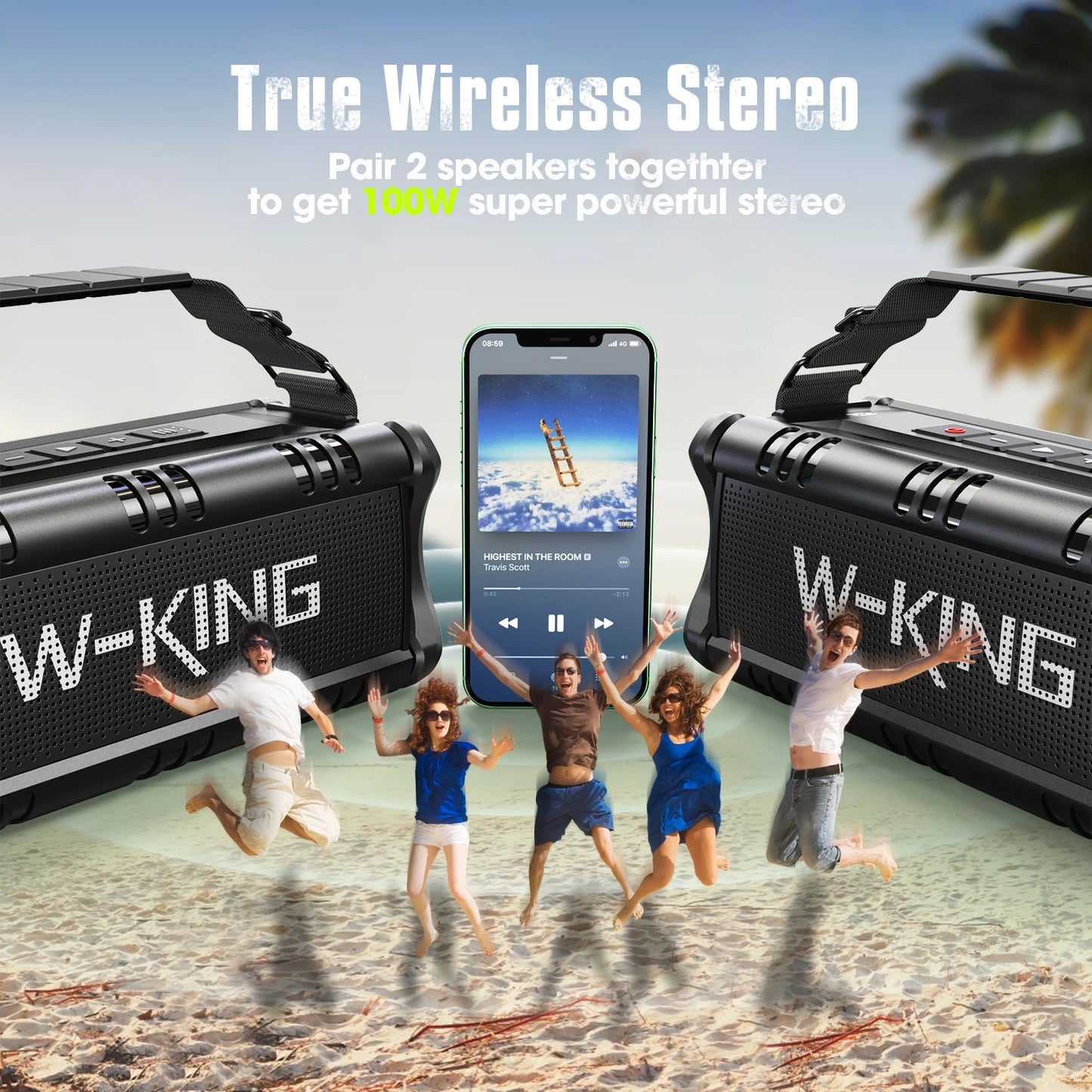 W-King 90W Bluetooth Speaker IPX6 Waterproof Outdoor Portable