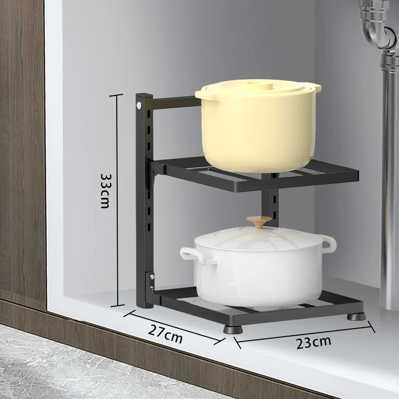 High-Concerned Kitchen Organizer Rack Adjustable Pan Holder For Cabinet