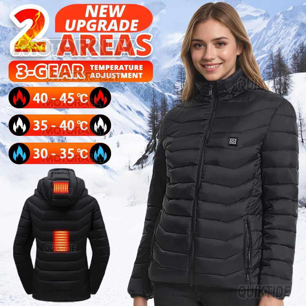 Stylish Winter Heated Coat for Women | 21/15/2 Heating Areas, 4 Switches, 3-Temp Options | Great for City Commute, Ski Trips