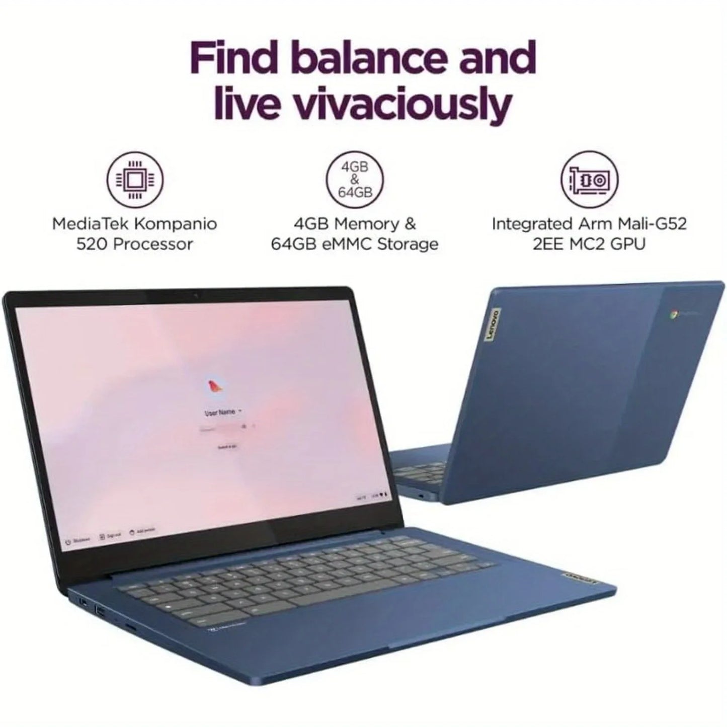 Lenovo IdeaPad Slim 3 Chromebook MediaTek Kompanio 520, 4GB RAM