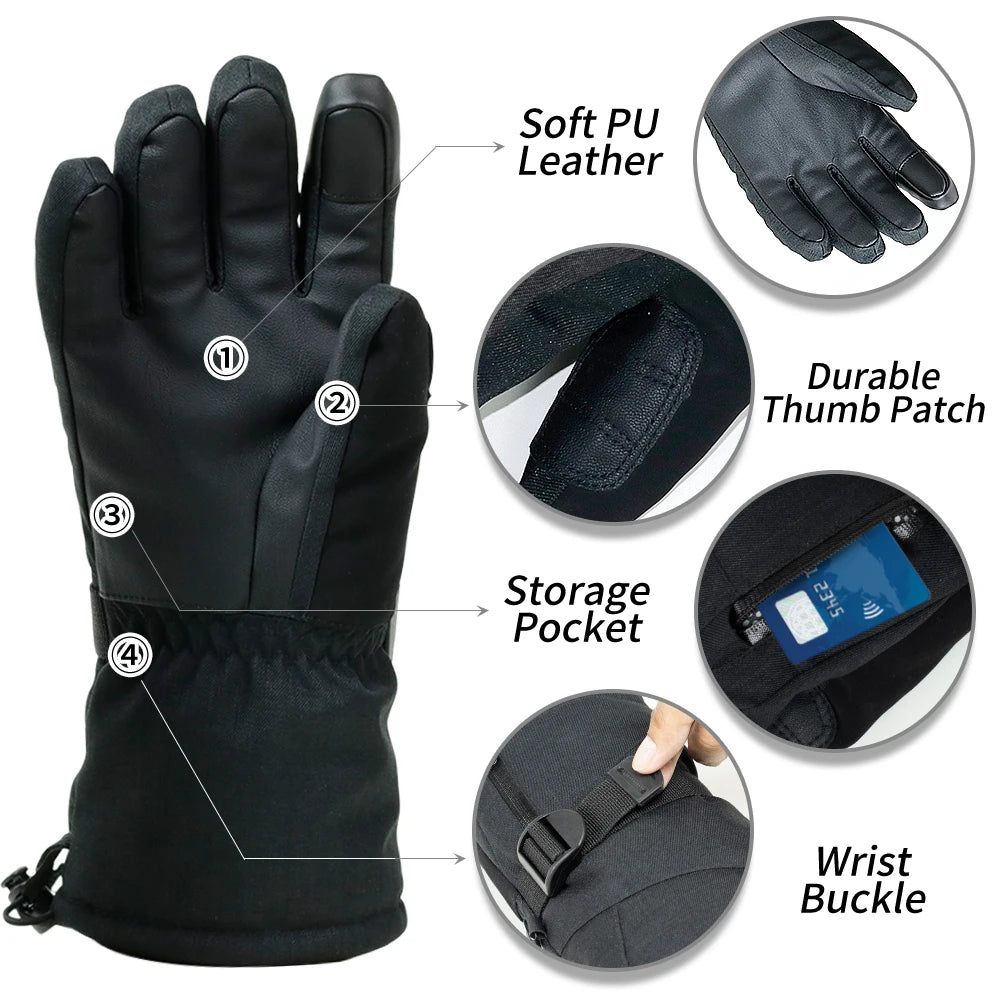 COPOZZ Unisex Winter Ski Gloves Waterproof Touchscreen Mitts