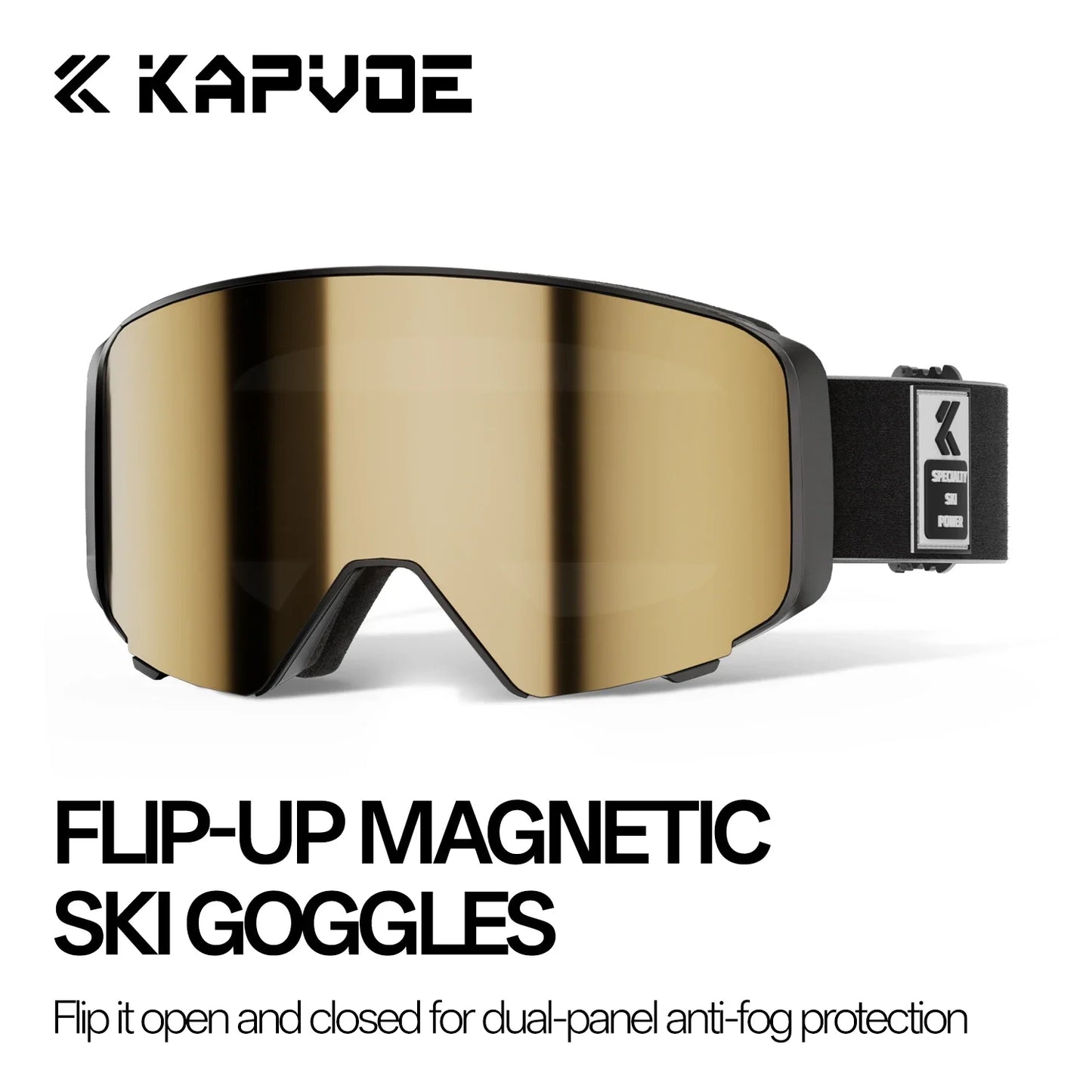 Kapvoe Flip Over Magnetic Snow Goggles Photochromic Ski Men Snowmobile Anti-Fog Snowboard Goggles Women Ski Equipment UV400