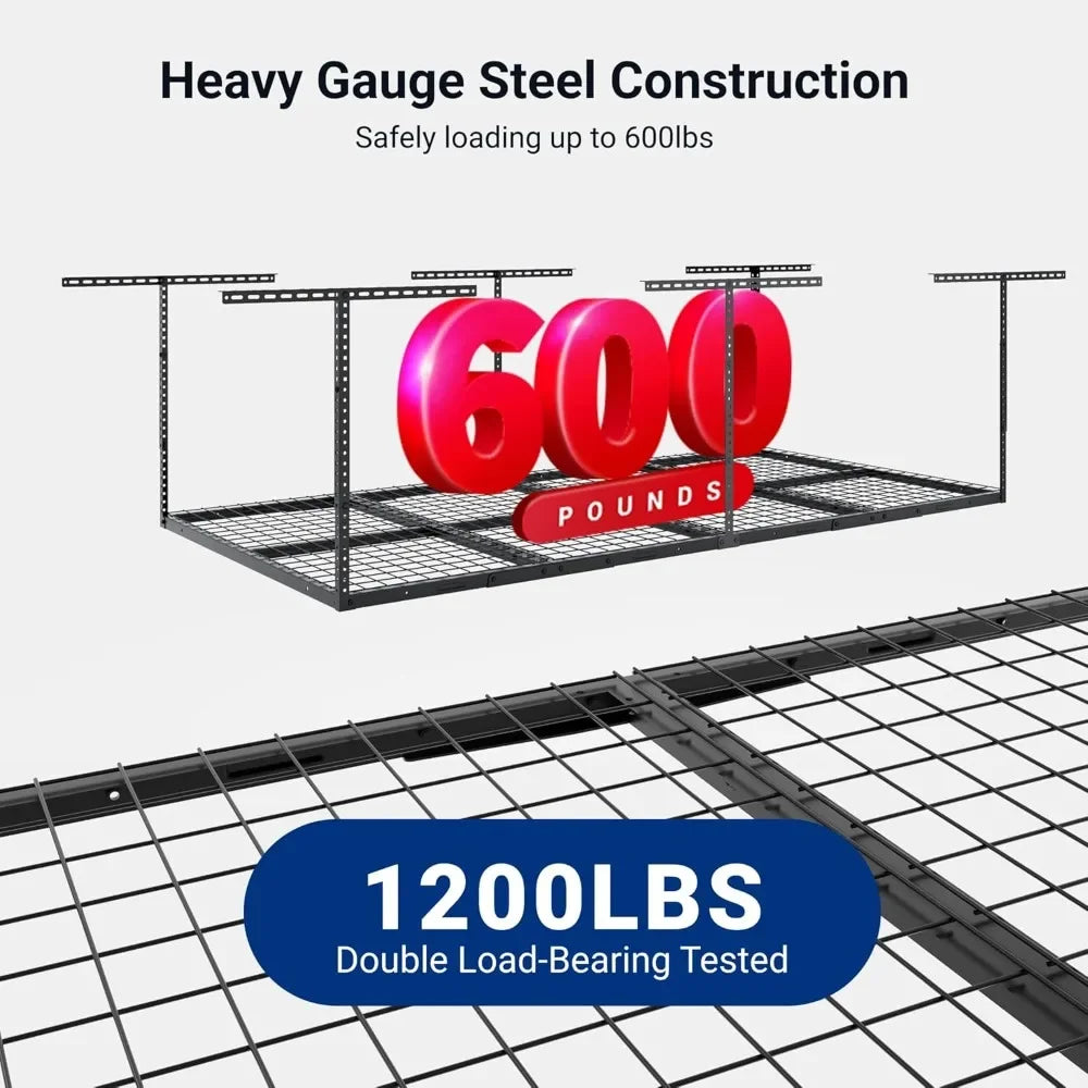 Overhead Garage Storage Rack Adjustable Heavy Duty Metal Ceiling Organizer