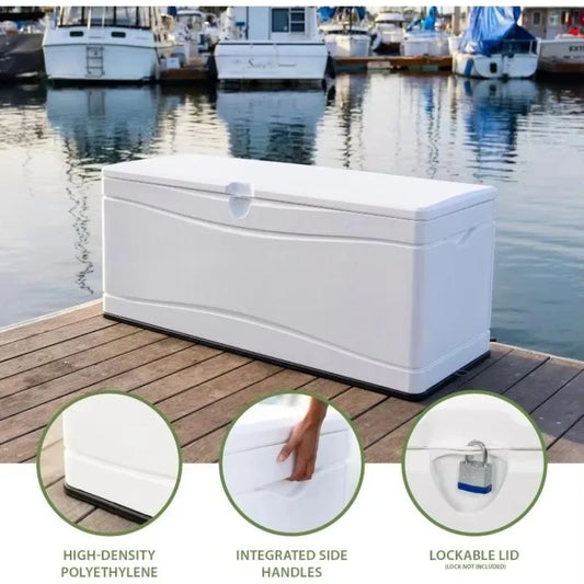 outdoor furniture Hot-Sell!60348 , White Marine Dock, 130 Gallon Deck Box,  White