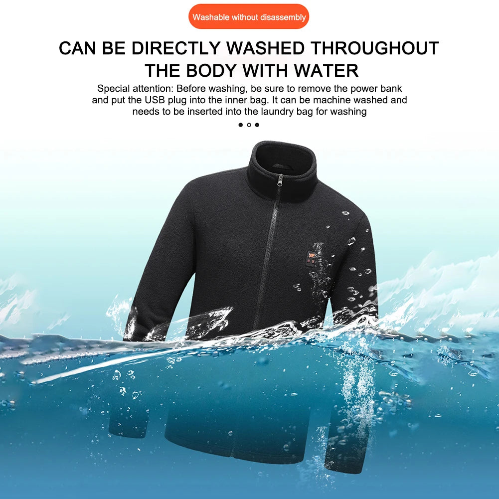 9 Heated Men's Parka Winter Warm USB Heating Jackets  Smart Thermostat Pure Color Heated Clothing Male Warm Padded Jacket skiing