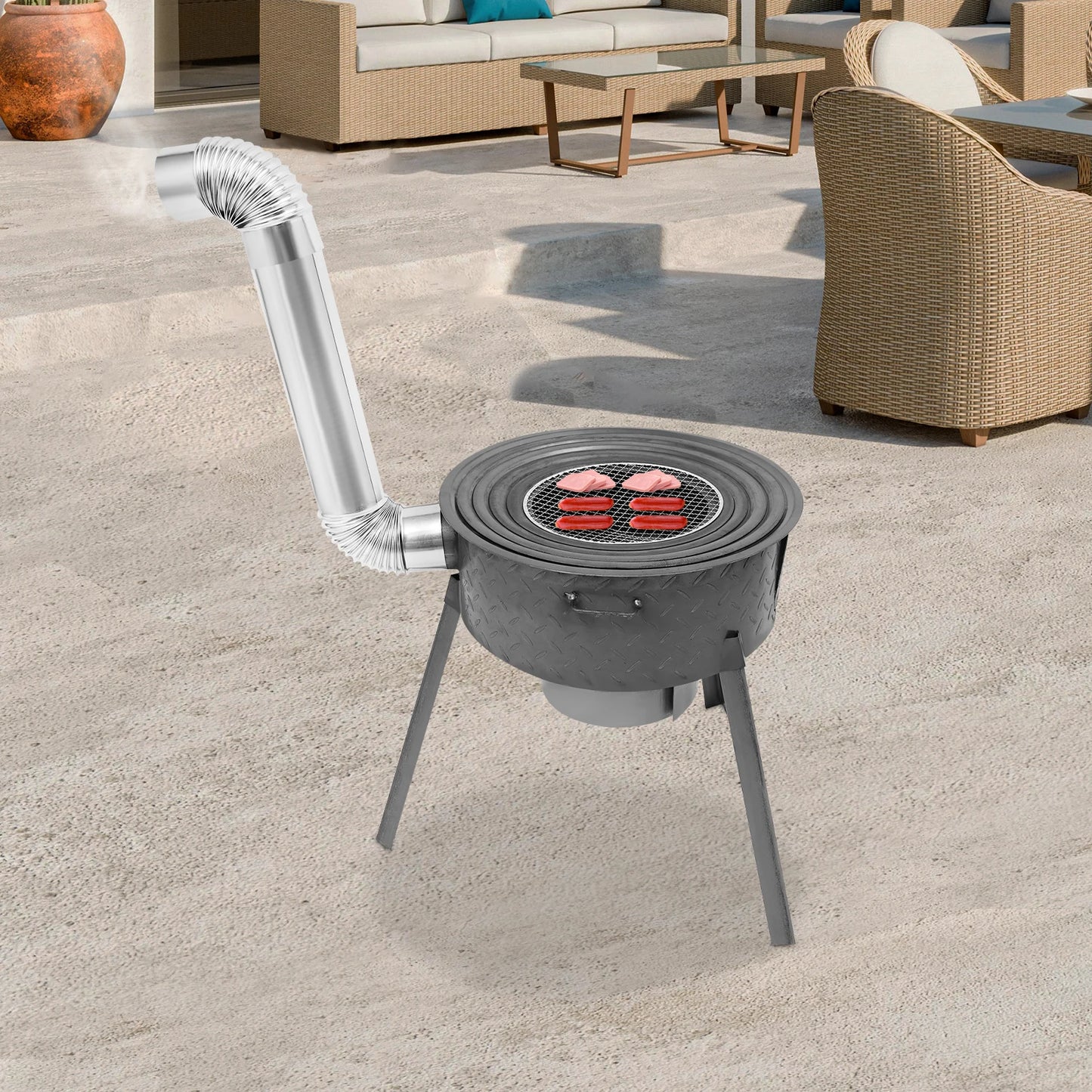 Portable Charcoal Stove, Multifunction Wood Burning Stove, Camping Stove for Outdoor/Backyard Cooking 20.5in