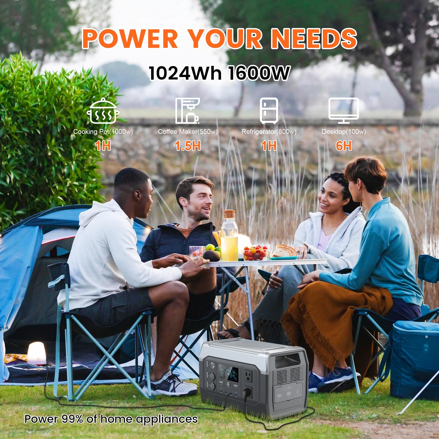 CTOLITY Portable Power Station 1024Wh Lifepo4 Solar Generator