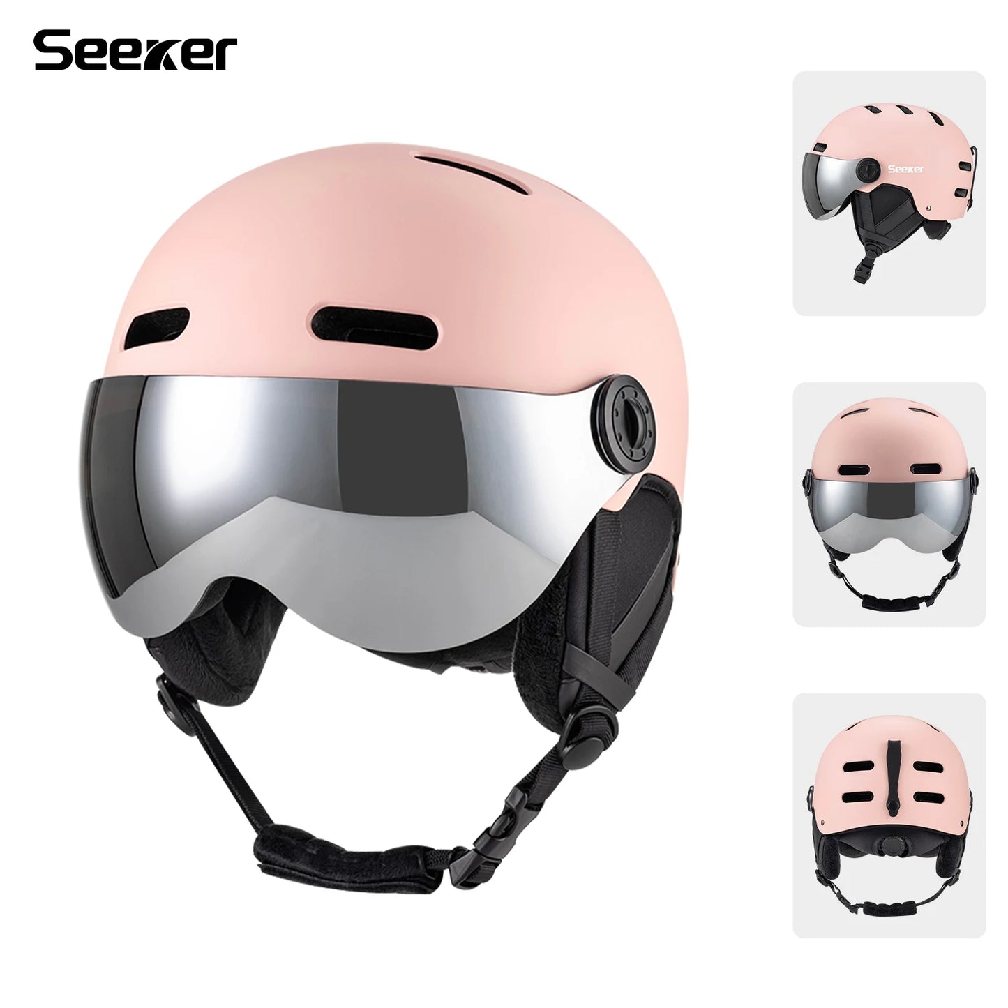 Seeker Ski Helmet Pro Outdoor Breathable EPS ABS Integrated Goggles