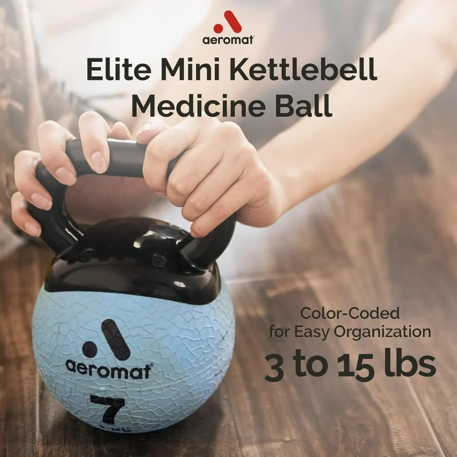 Elite Mini Kettlebells – Weighted Exercise Medicine Ball with Anti-Slip Grip & Wide Handle, Strength Training Kettlebell for Squ