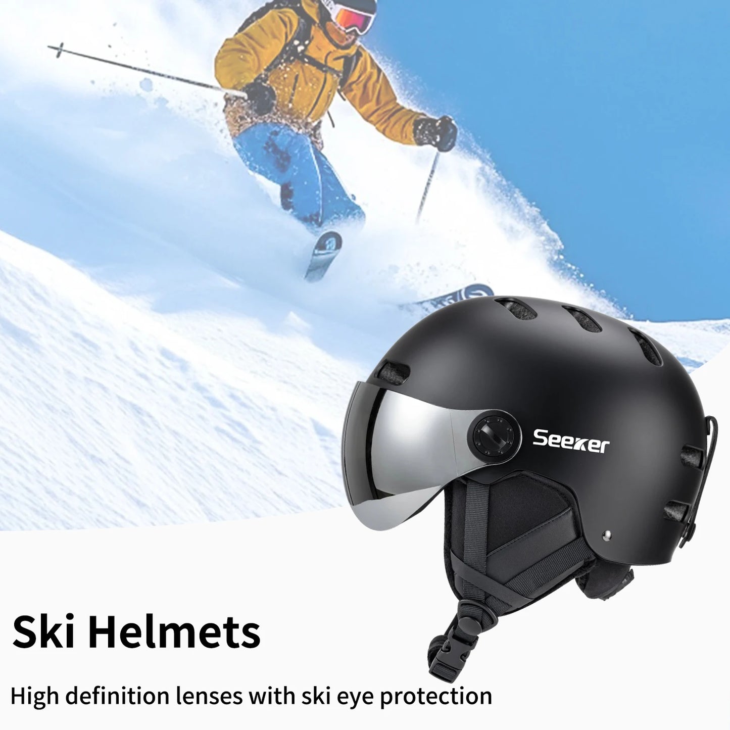 Seeker Ski Helmet Pro Outdoor Breathable EPS ABS Integrated Goggles