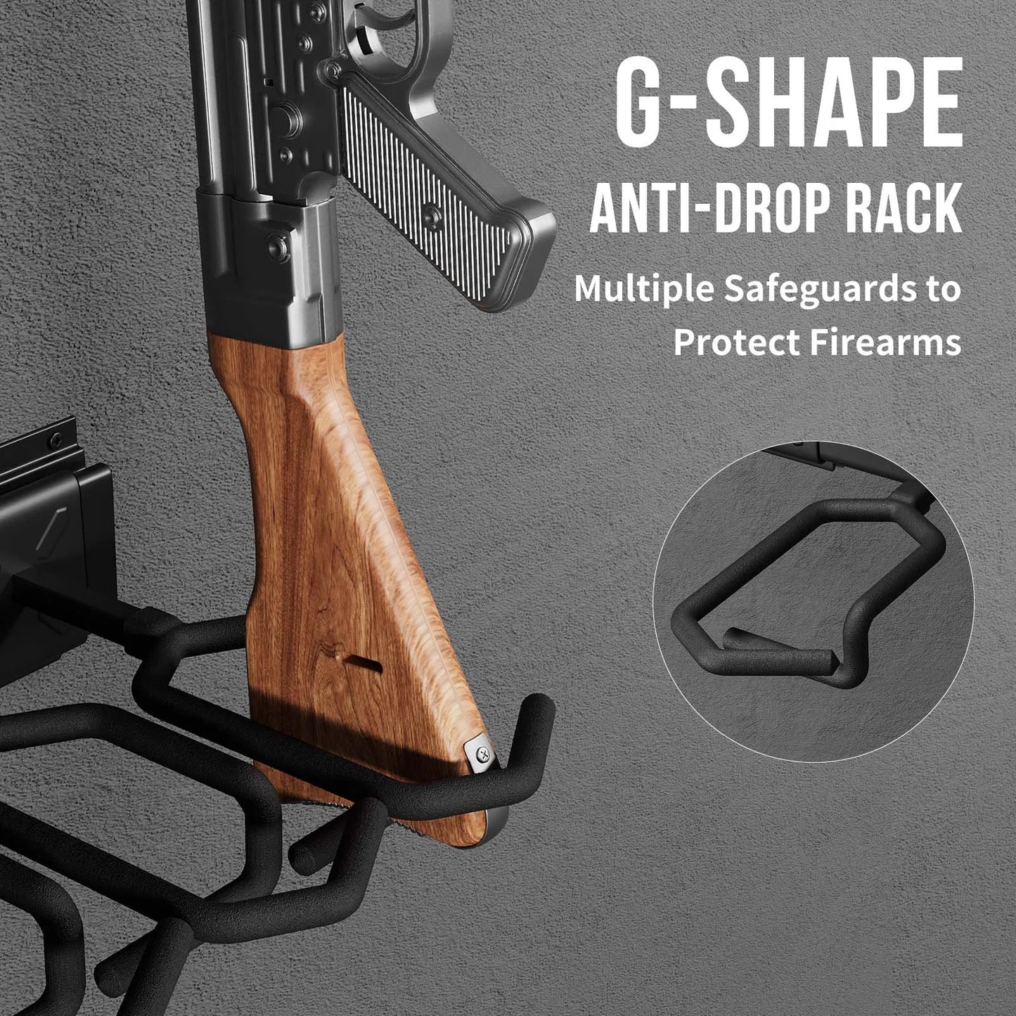 Wall Mount Gun Rack With Adjustable Rifle Storage Holder Stainless