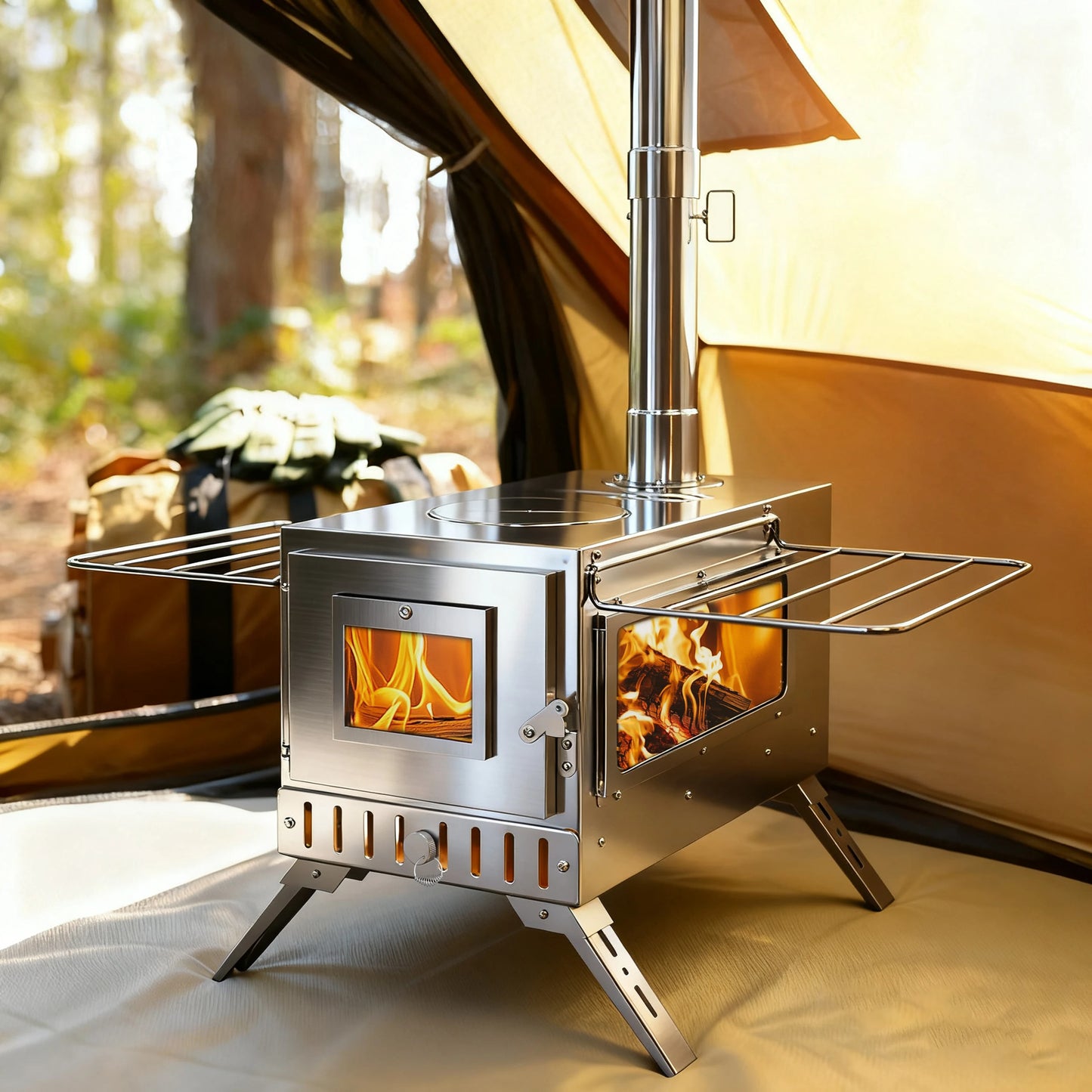 Portable Wood Burning Stove For Outdoor Camping And Backyard Heating