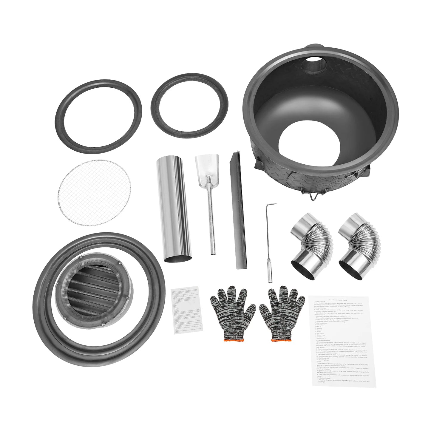 Portable Charcoal Stove, Multifunction Wood Burning Stove, Camping Stove for Outdoor/Backyard Cooking 20.5in