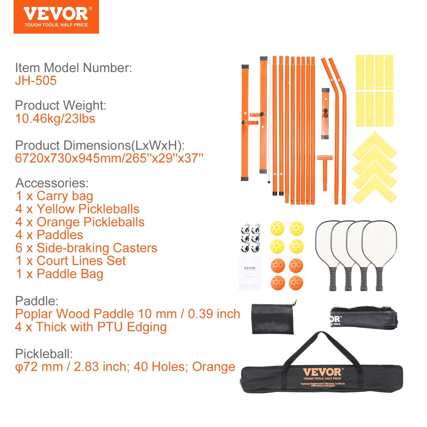 VEVOR Portable Pickleball Net System For Outdoor Courts
