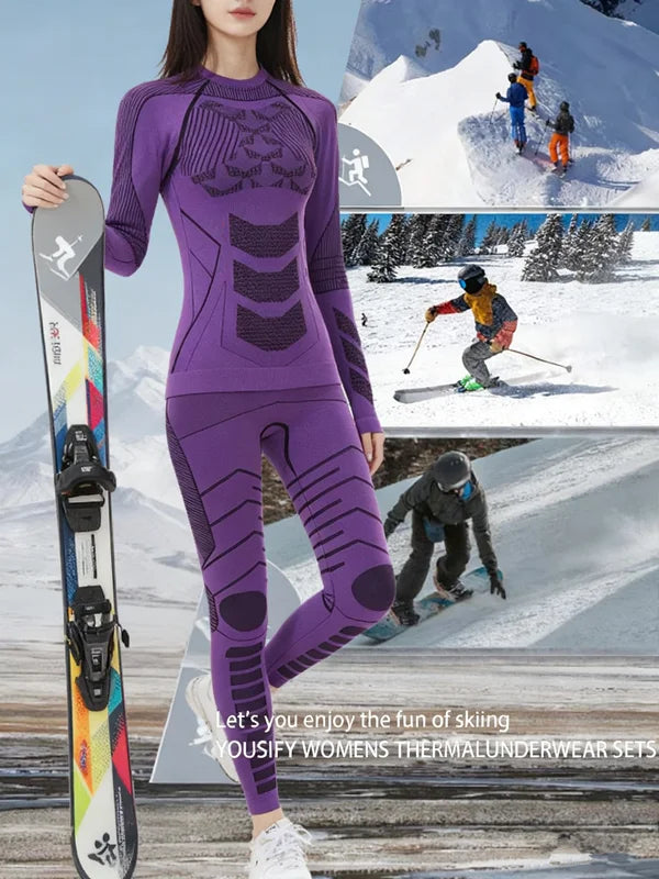 Womens Thermal Underwear Ski Breathable Warm Base Layer Winter Long Johns Top Bottom Sets for Cold Weather