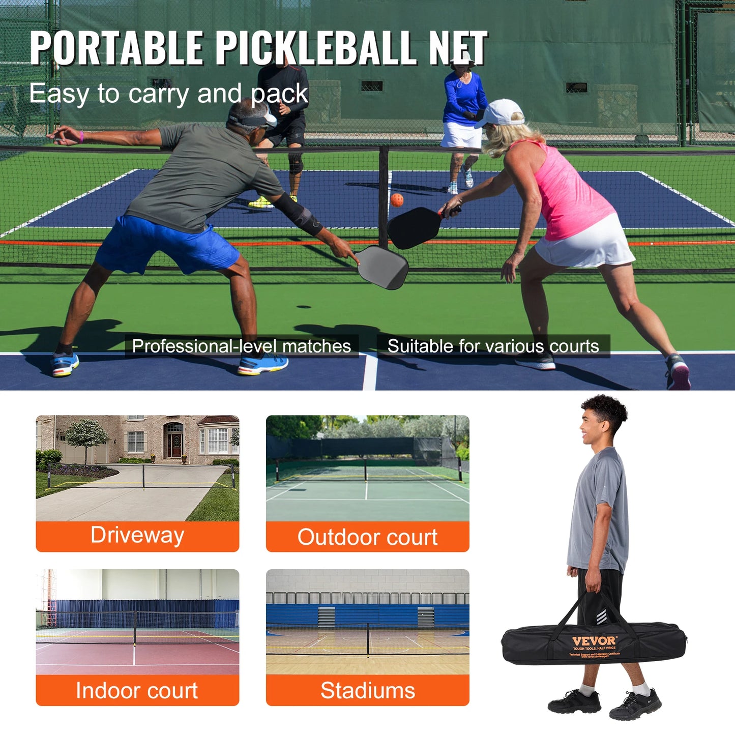 VEVOR Portable Pickleball Net System For Outdoor Courts