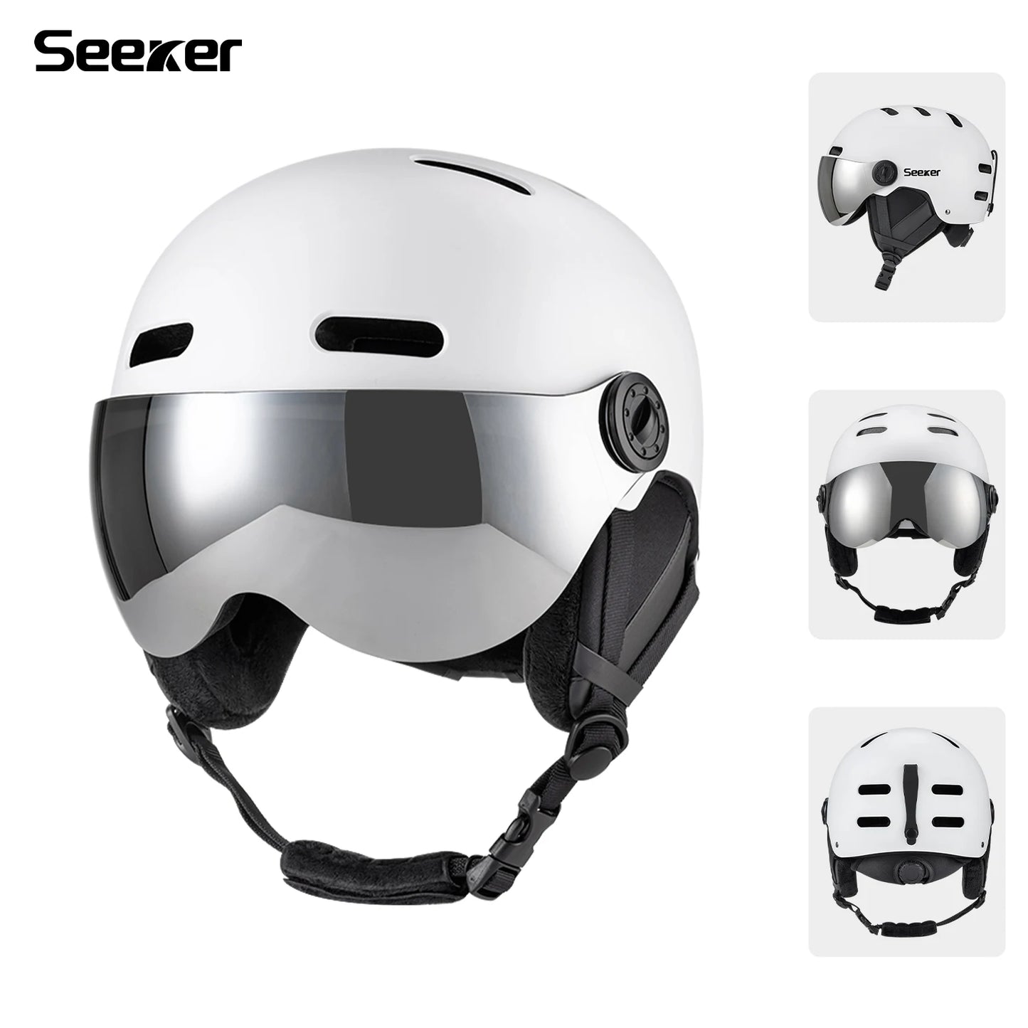 Seeker Ski Helmet Pro Outdoor Breathable EPS ABS Integrated Goggles
