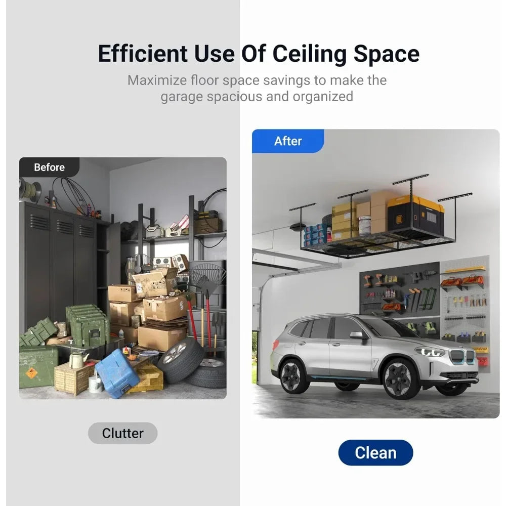 Overhead Garage Storage Rack Adjustable Heavy Duty Metal Ceiling Organizer