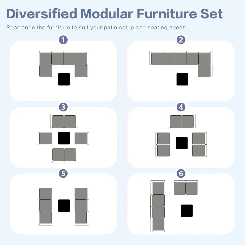 7-Piece Outdoor Rattan Sectional Sofa Set Wicker Patio Furniture with Coffee Table And Cushions for Conversation