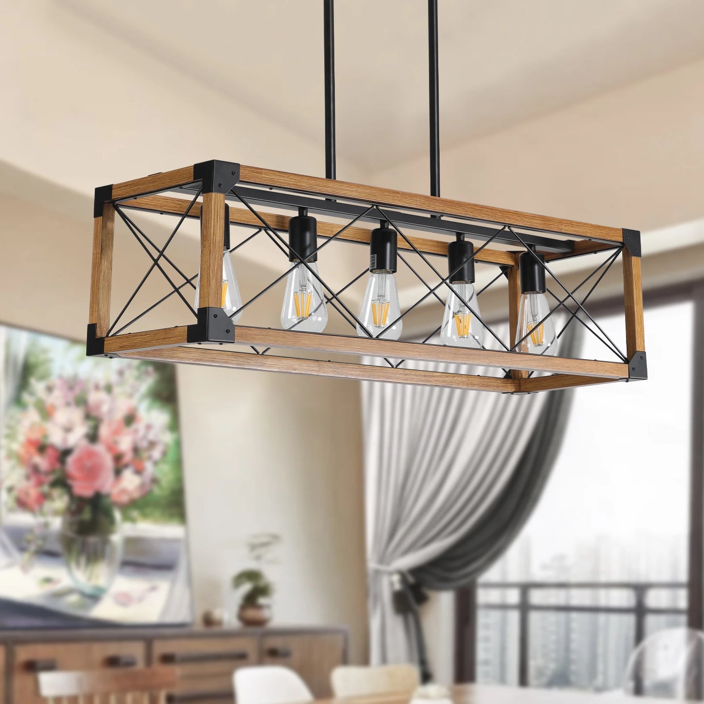 ARLGSITE Industrial Farmhouse Pendant Light 5-Light Chandelier