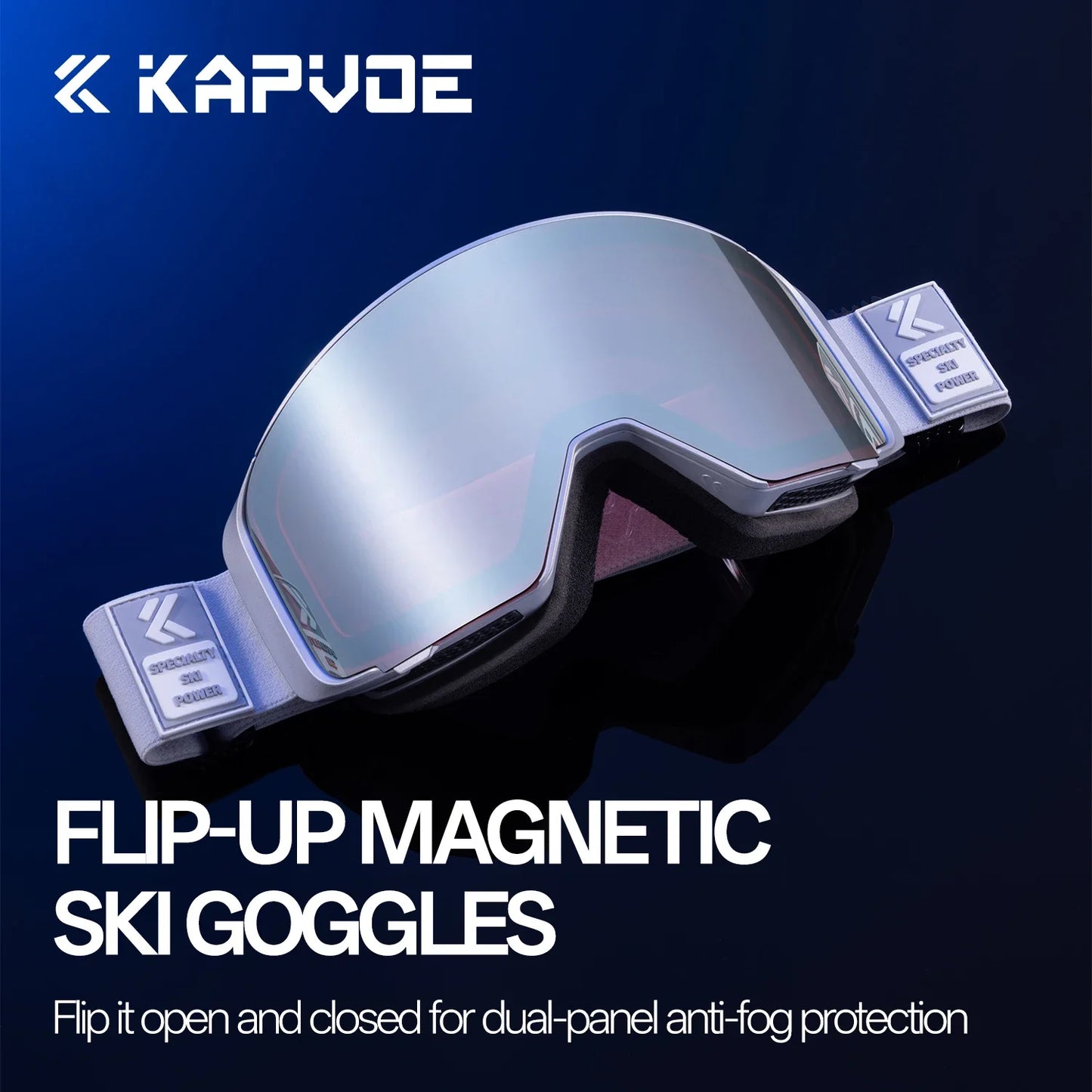 Kapvoe Flip Over Magnetic Snow Goggles Photochromic Ski Men Snowmobile Anti-Fog Snowboard Goggles Women Ski Equipment UV400