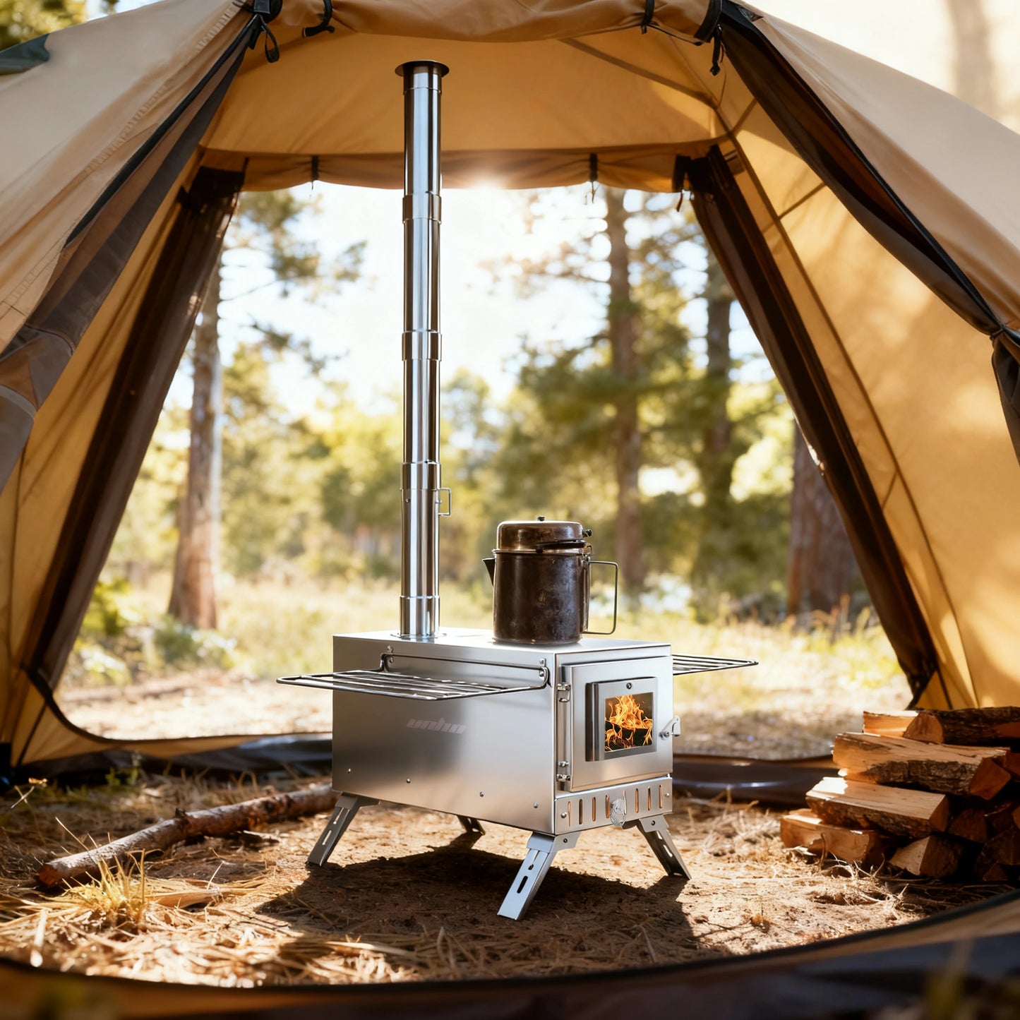 Portable Wood Burning Stove For Outdoor Camping And Backyard Heating