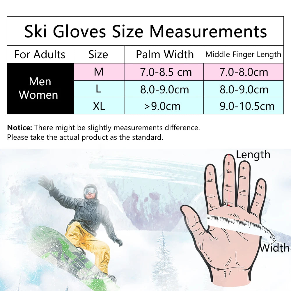COPOZZ Unisex Winter Ski Gloves Waterproof Touchscreen Mitts