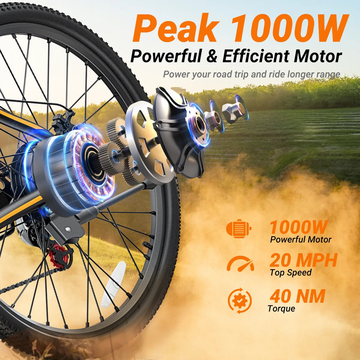 DYU M26 Electric Bicycle 1000W Peak Motor 360Wh Battery