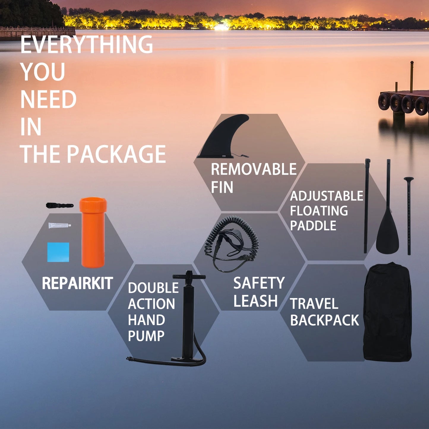 HHSJZWCY Waterproof Inflatable Paddle Board Stand Up Set With Pump