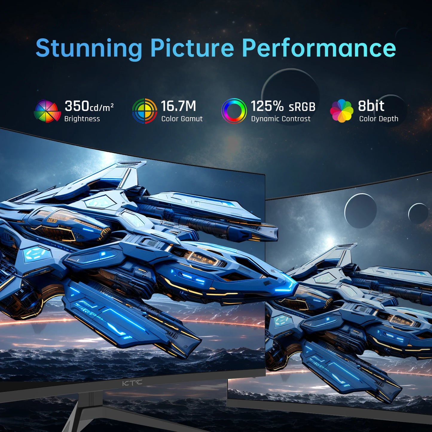 KTC 240Hz HDR10 Curved Gaming Monitor With Freesync G Sync