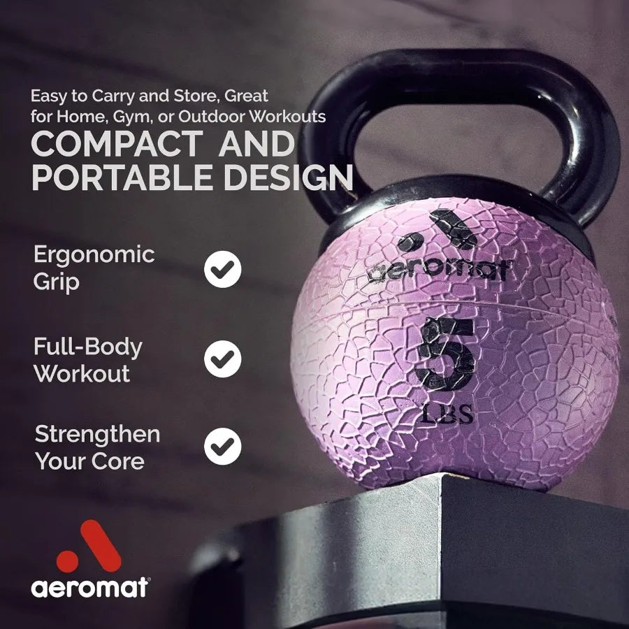 Elite Mini Kettlebells – Weighted Exercise Medicine Ball with Anti-Slip Grip & Wide Handle, Strength Training Kettlebell for Squ