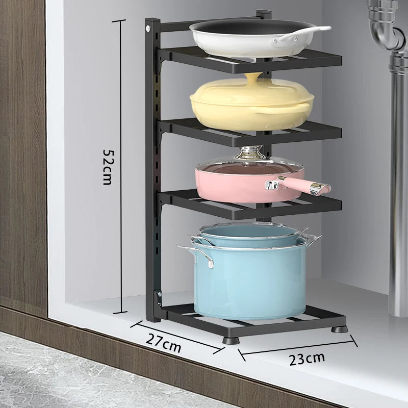High-Concerned Kitchen Organizer Rack Adjustable Pan Holder For Cabinet