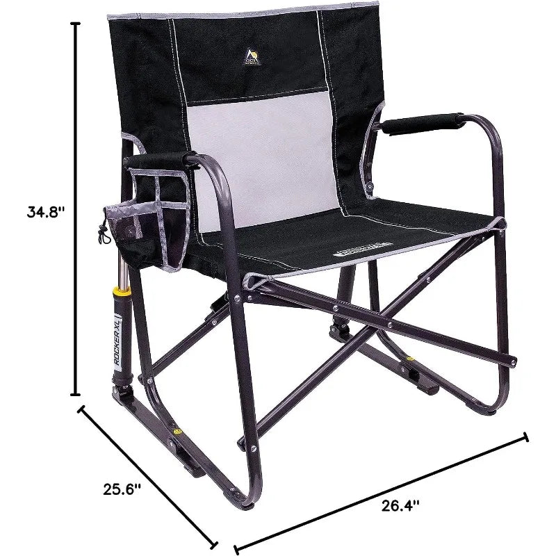 GCI Outdoor Freestyle Rocker XL Heavy Duty Folding Rocking Camping Chair, Black