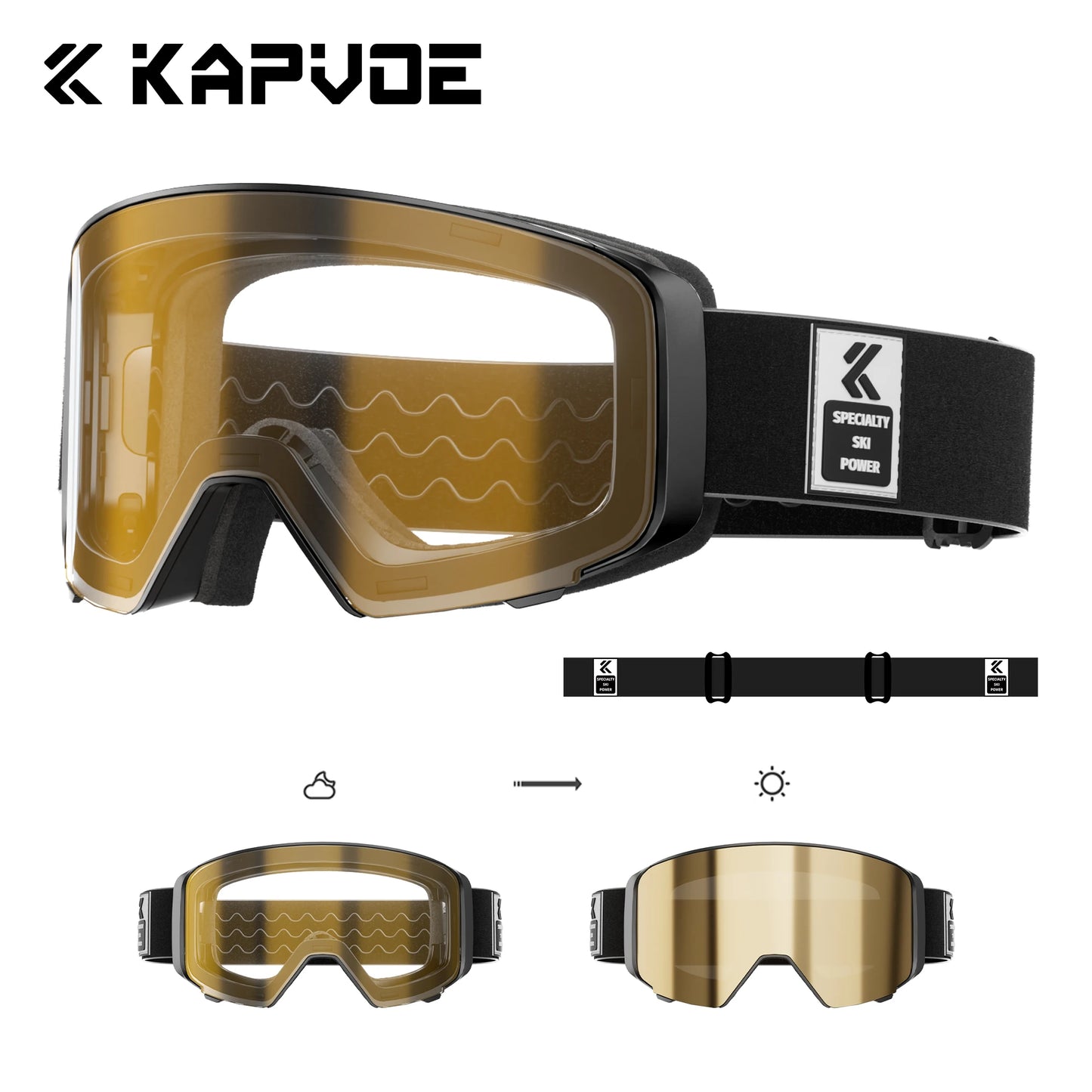 Kapvoe Flip Over Magnetic Snow Goggles Photochromic Ski Men Snowmobile Anti-Fog Snowboard Goggles Women Ski Equipment UV400