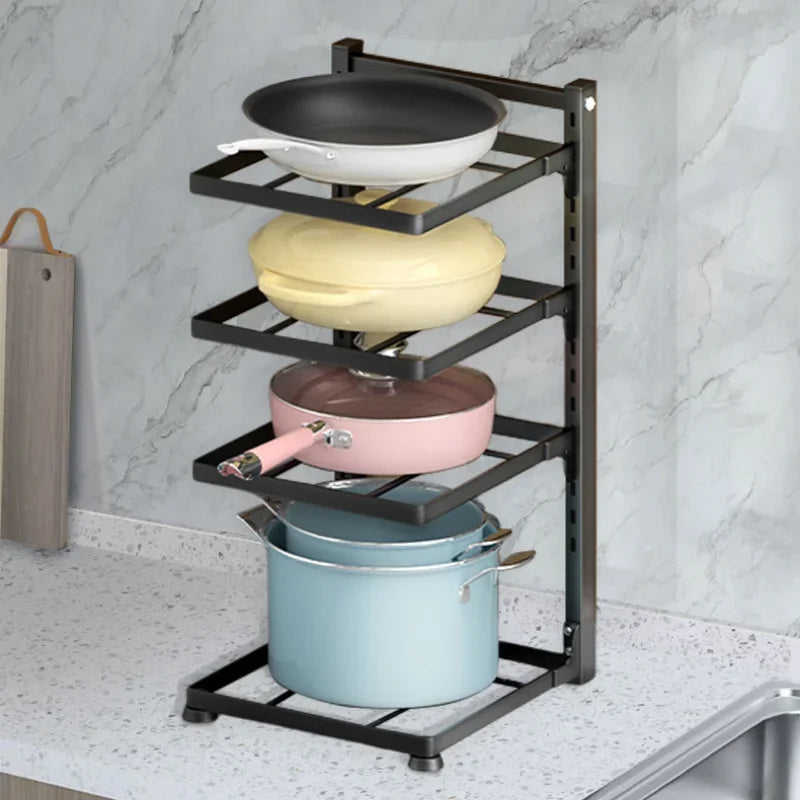 High-Concerned Kitchen Organizer Rack Adjustable Pan Holder For Cabinet