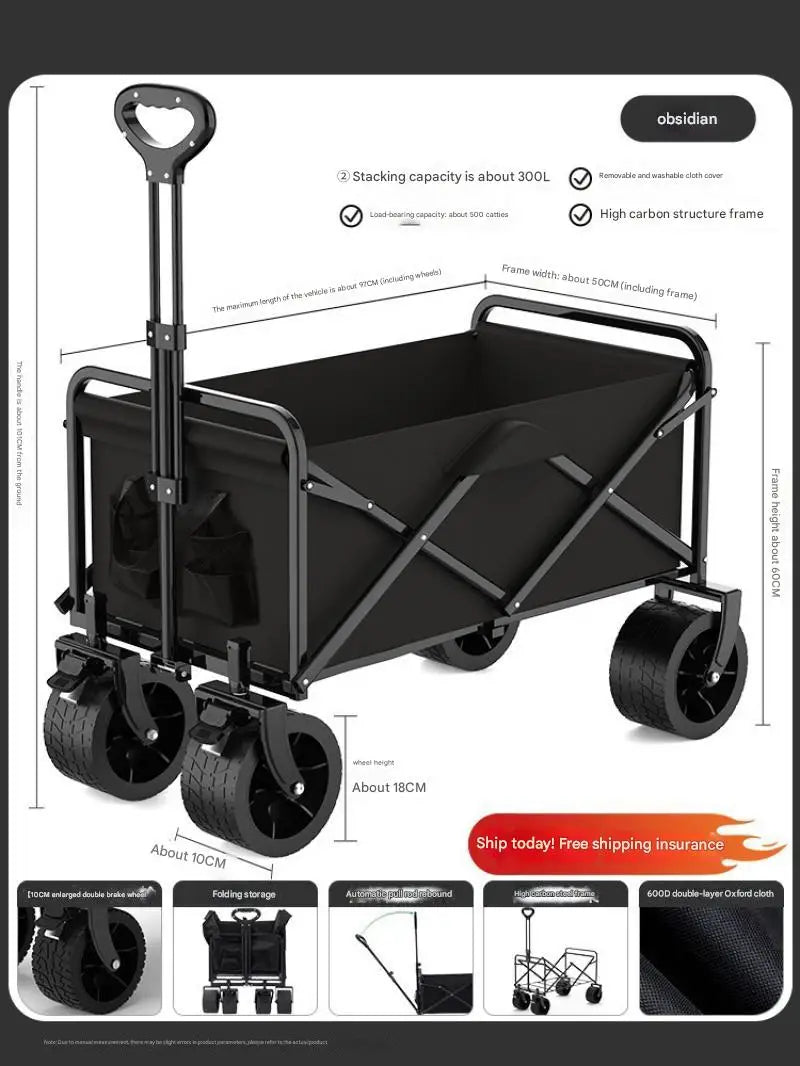 Foldable Multifunction Beach Cart Heavy Duty Large Capacity