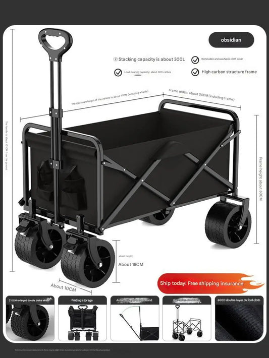 Foldable Multifunction Beach Cart Heavy Duty Large Capacity