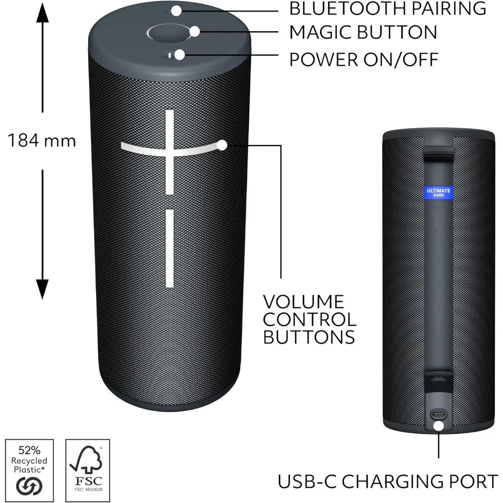 Portable Waterproof Bluetooth Speaker with 360-Degree Immersive Sound