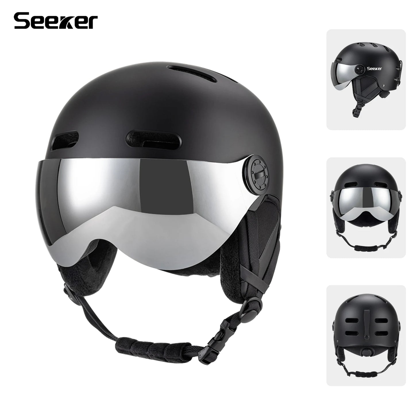 Seeker Ski Helmet Pro Outdoor Breathable EPS ABS Integrated Goggles