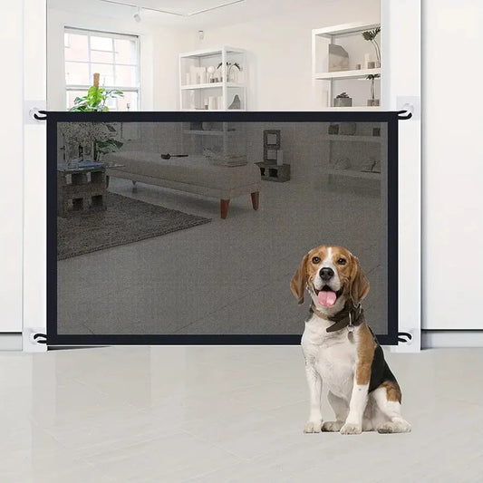 Dog Barrier Fence With 6 Hooks Foldable Breathable Mesh Playpen