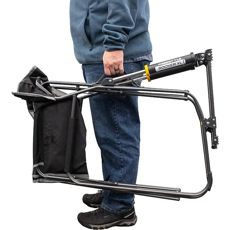 GCI Outdoor Freestyle Rocker XL Heavy Duty Folding Rocking Camping Chair, Black