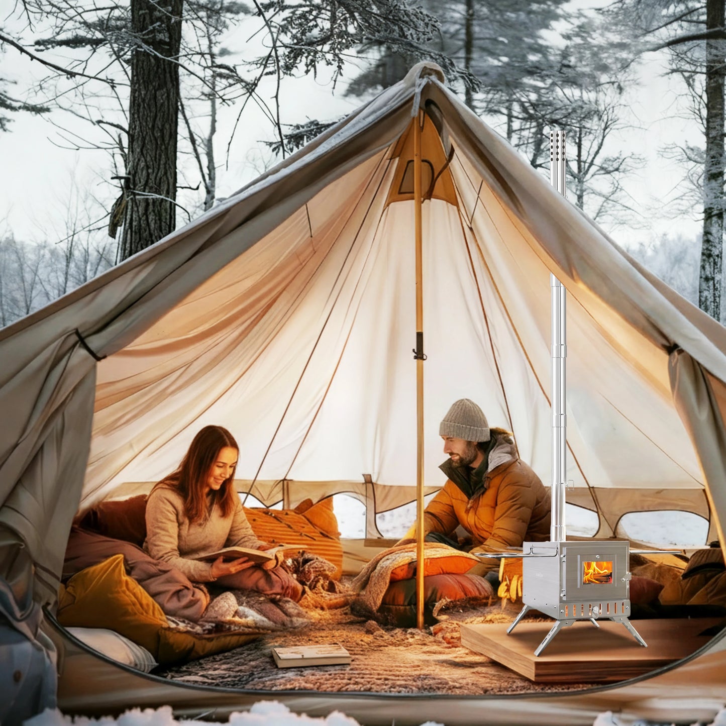 Portable Wood Burning Stove For Outdoor Camping And Backyard Heating