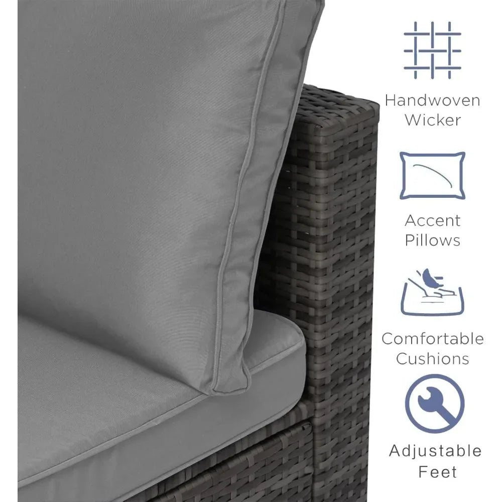 7-Piece Outdoor Rattan Sectional Sofa Set Wicker Patio Furniture with Coffee Table And Cushions for Conversation