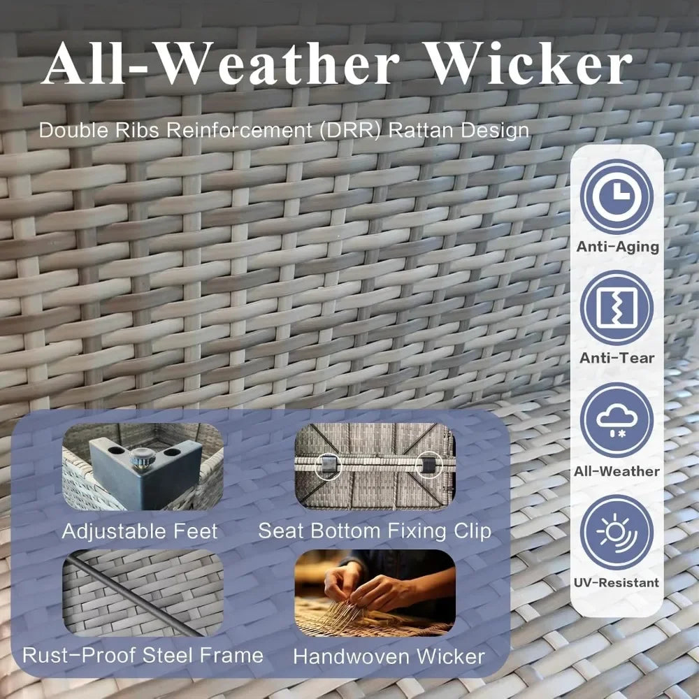 7-Piece Outdoor Rattan Sectional Sofa Set Wicker Patio Furniture with Coffee Table And Cushions for Conversation