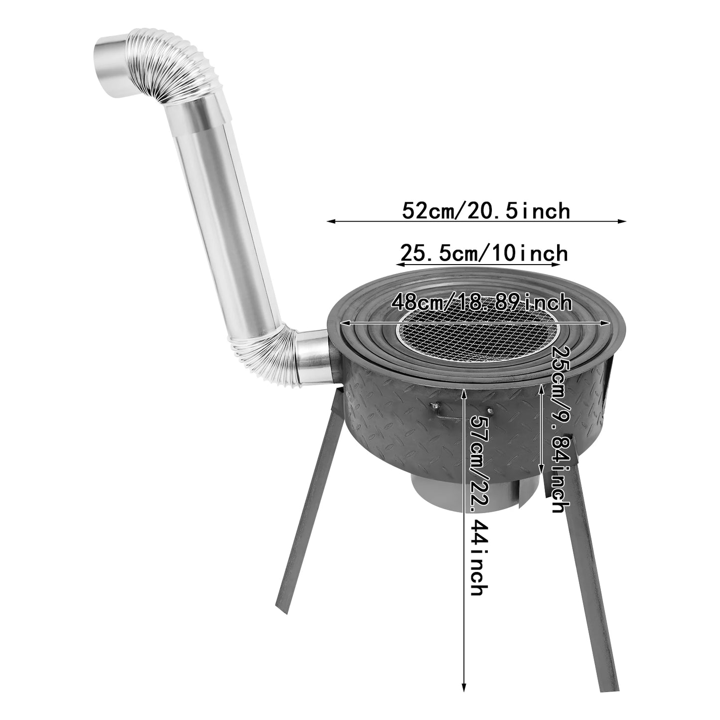 Portable Charcoal Stove, Multifunction Wood Burning Stove, Camping Stove for Outdoor/Backyard Cooking 20.5in