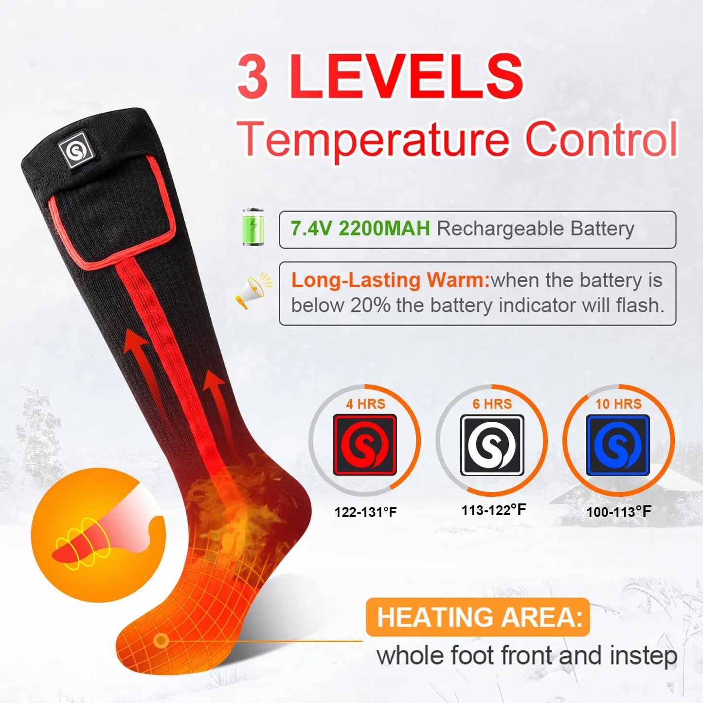 Snow Deer Winter Heated Socks With Rechargeable Battery
