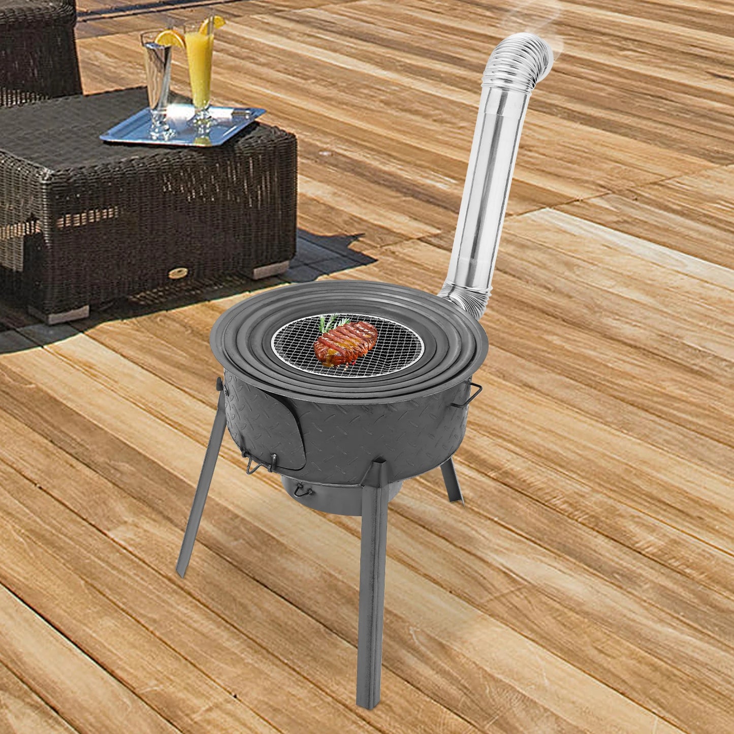 Portable Charcoal Stove, Multifunction Wood Burning Stove, Camping Stove for Outdoor/Backyard Cooking 20.5in