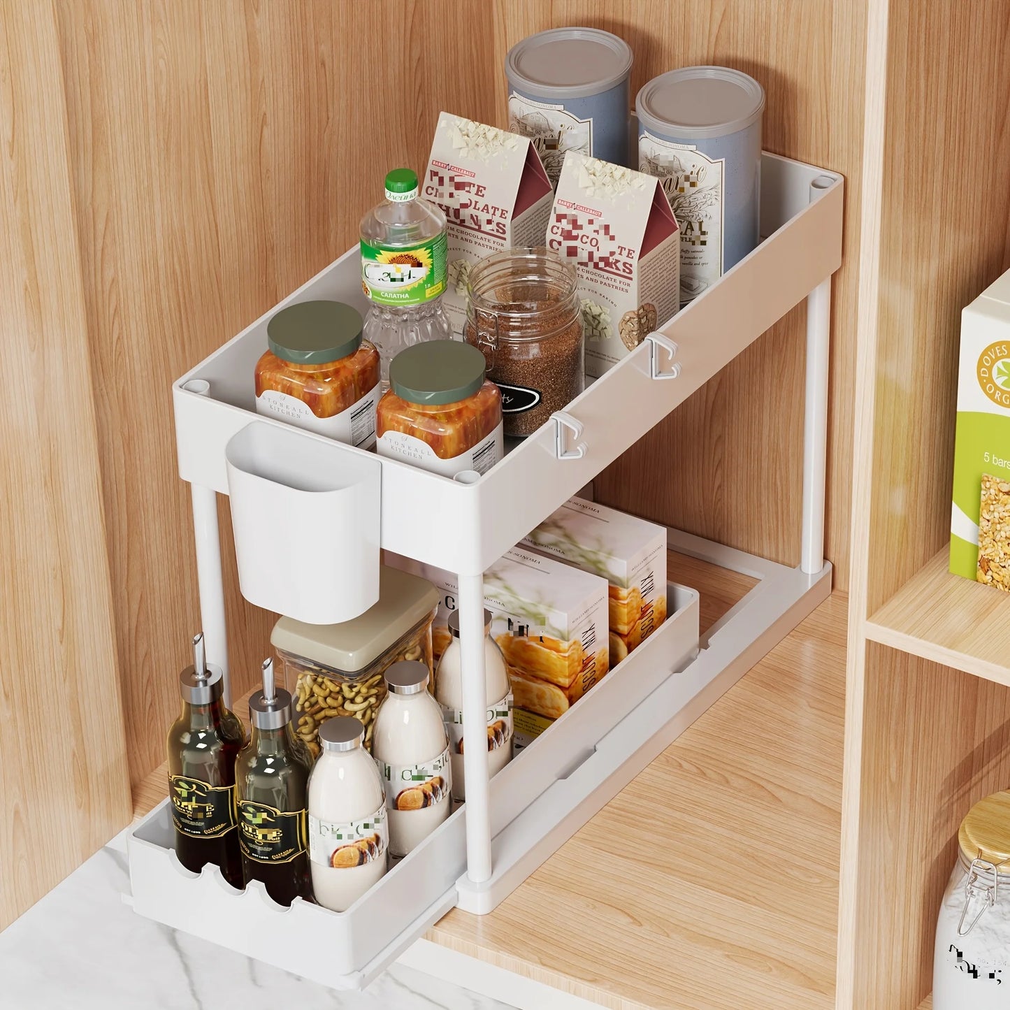 Two Tier Sliding Cabinet Organizer Pull Out Under Sink Rack