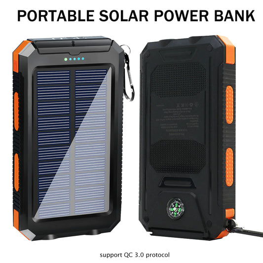 High-Capacity 20000mAh Solar Power Bank Outdoor With Built-In LED Flashlight